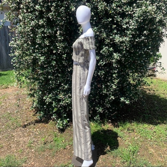 💋NWT Show Me Your Mumu BoHo Crop Top High Rise Striped Puddle Leg Pant Set - Picture 13 of 14